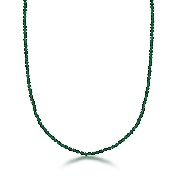COLAR COM CRISTAIS BÚLGAROS PRATA RODINADA VERDE ESCURO - TAM 45