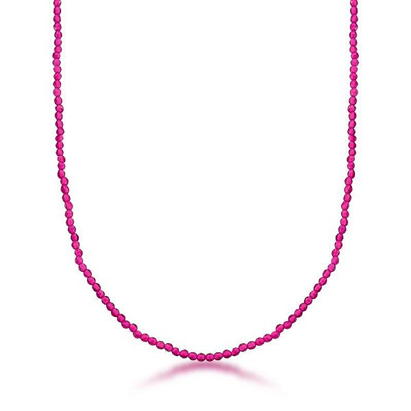 COLAR COM CRISTAIS BÚLGAROS PRATA RODINADA ROSA ESCURO - TAM 45