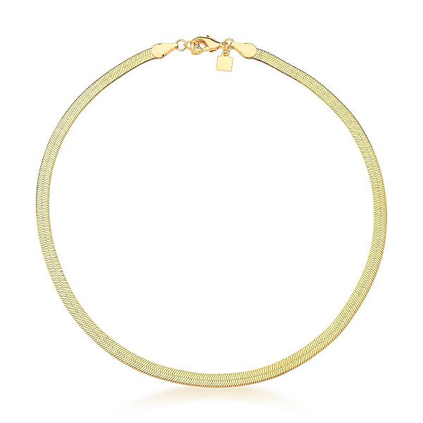 COLAR MALHA ESTEIRA LAMINADA LISA 3MM BANHADO A OURO - TAM 45