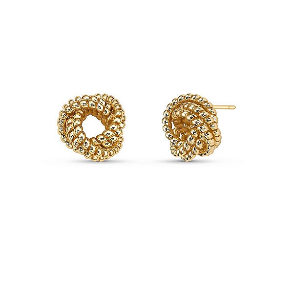 BRINCO REDONDO ENTRELAÇADO LISO TEXTURIZADO BANHADO A OURO