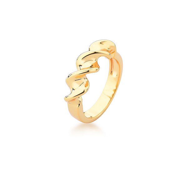 ANEL PEQUENO LISO TRANCADO ESPIRAL 7MM BAN. DOURADO /TAM. 16