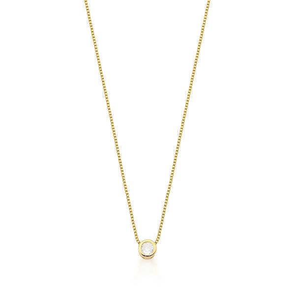 CONJUNTO BRINCO E CORRENTE COM PINGENTE REDONDO BANHADO A OURO  -  TAM 45