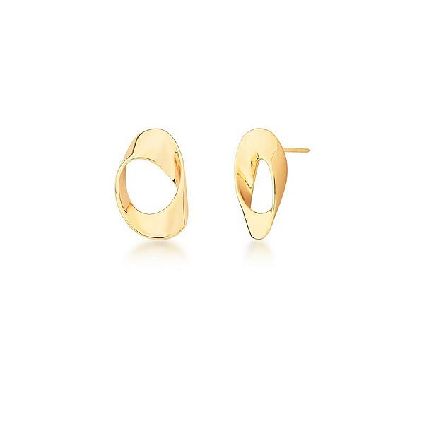 BRINCO OVAL TORCIDO LISO BANHADO A OURO