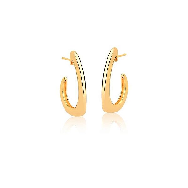 BRINCO MEIA ARGOLA CURVA E LISA BANHADO A OURO