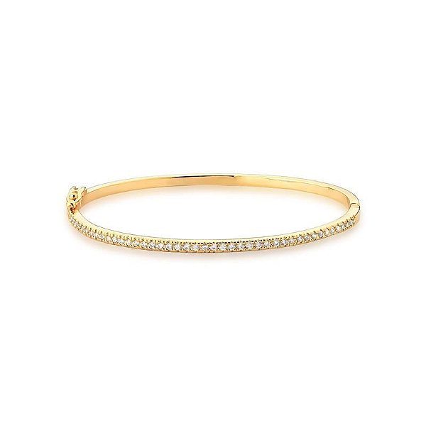 BRACELETE UMA FILEIRA COM ZIRCÔNIAS BRANCAS BANHADO A OURO