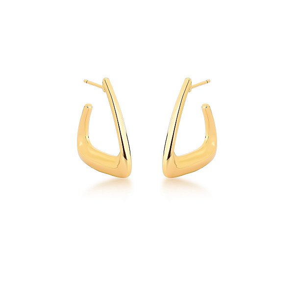 MEIA ARGOLA TRIANGULAR LISA BANHADO A OURO