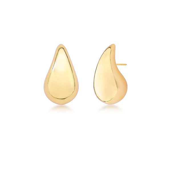 BRINCO DE GOTA CURVO LISO BANHADO A OURO