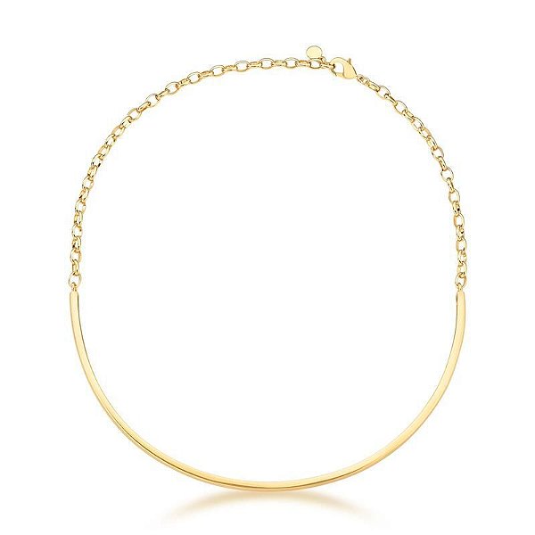 COLAR CHOKER ARO LISO CURVO BANHADO A OURO - TAM 35