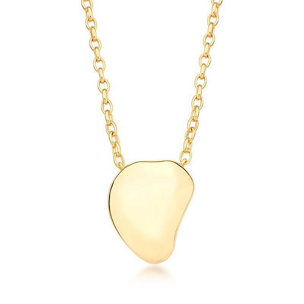 COLAR COM PINGENTE OVAL CURVO E LISO BANHADO A OURO - TAM 60