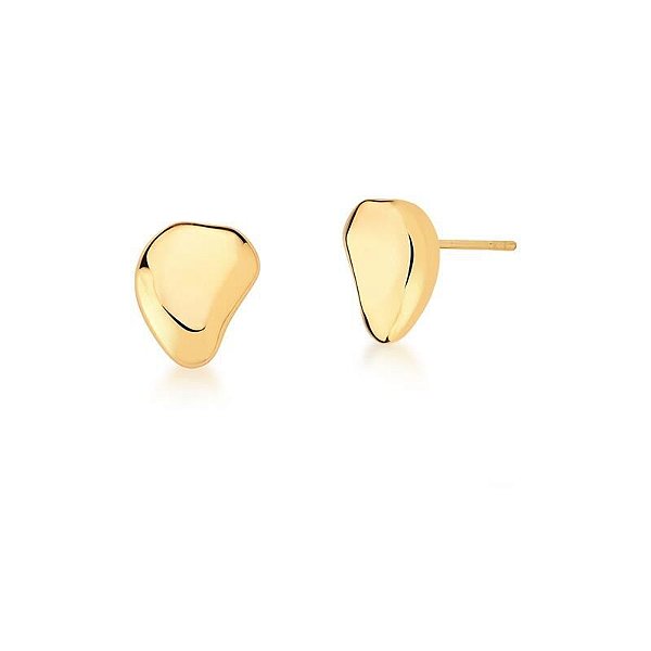 BRINCO OVAL CURVO E LISO BANHADO A OURO