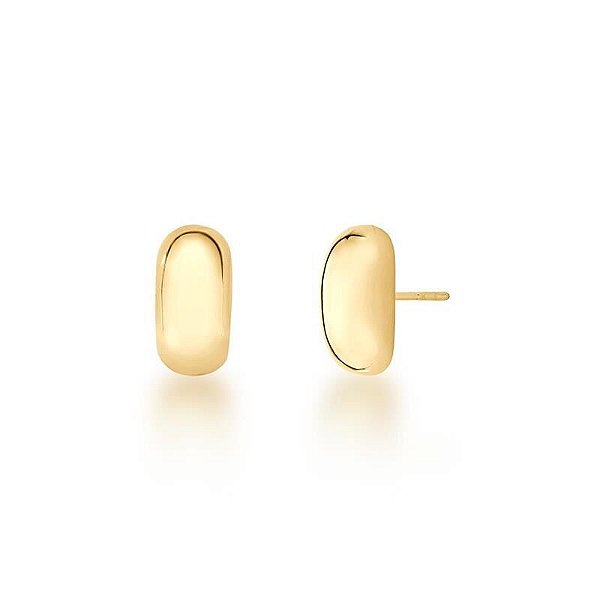 BRINCO MEDIO LISO OVAL FEIJAO BANHADO A OURO