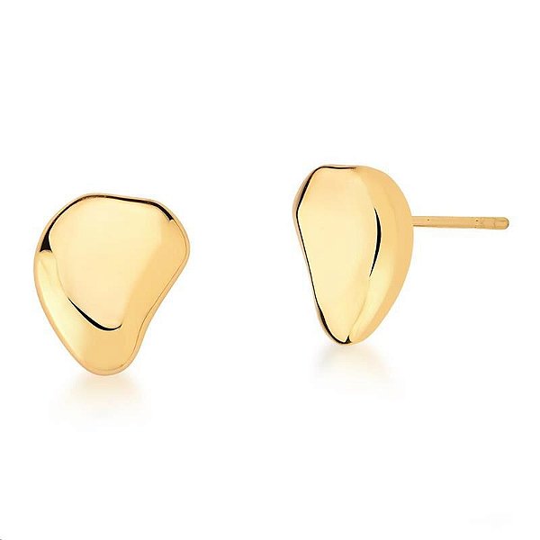 BRINCO OVAL CURVO E LISO BANHADO A OURO
