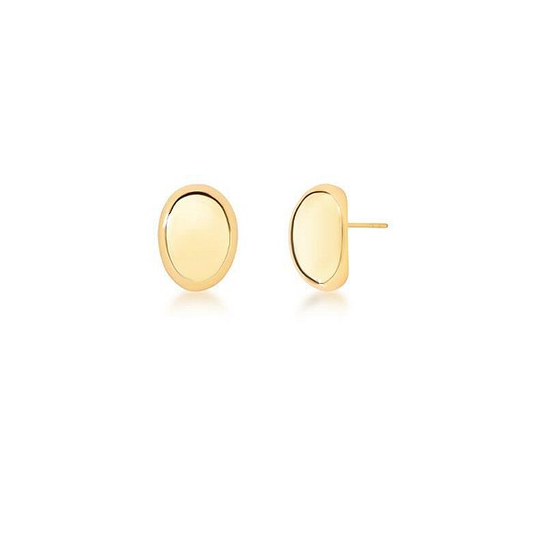 BRINCO OVAL LISO BANHADO A OURO