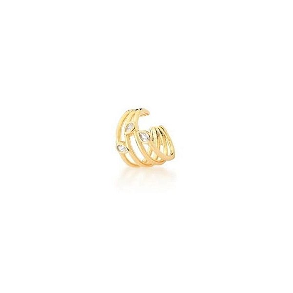 PIERCING DE ORELHA QUATRO VOLTAS COM GOTAS BANHADO A OURO