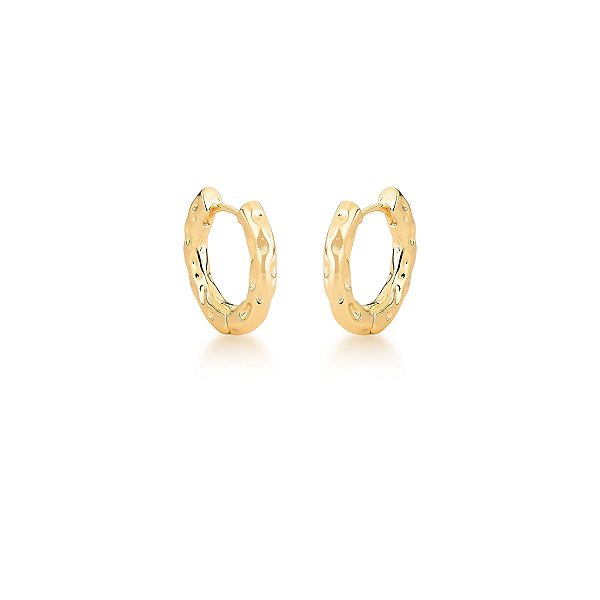 BRINCO ARGOLA TEXTURIZADA LISA BANHADA A OURO