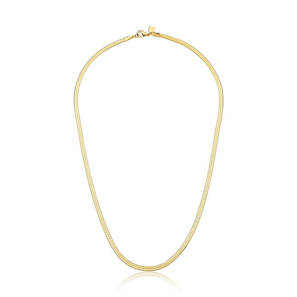 COLAR EM MALHA LAMINADA LISA BANHADA A OURO - TAM 35