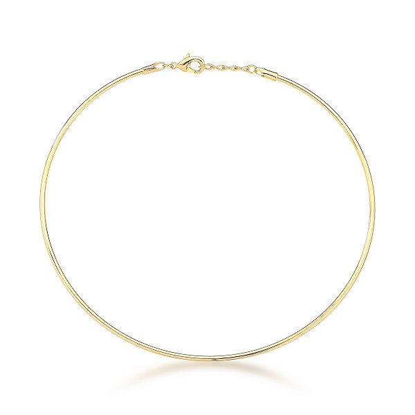 COLAR GARGANTILHA COM ARO LISO BANHADA A OURO - TAM 35