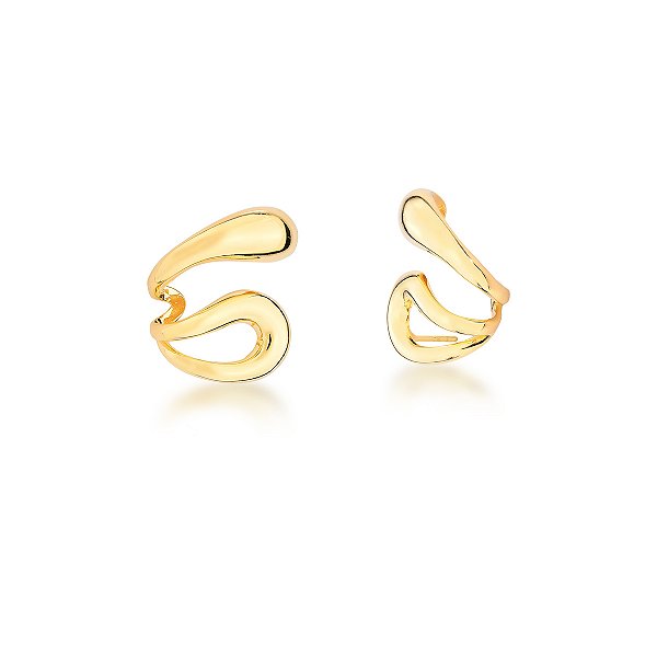 BRINCO EAR CUFF LISO CURVO BANHADO A OURO