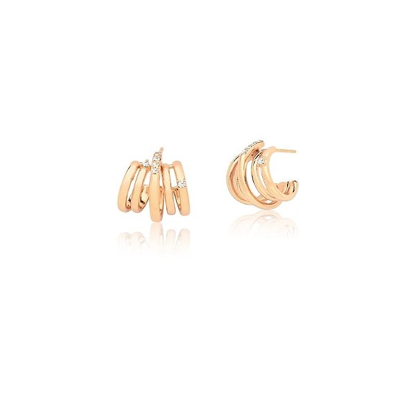 BRINCO ZIRCONIA 5 COLUNAS INTERCALADO VAZADO BANHADO A OURO