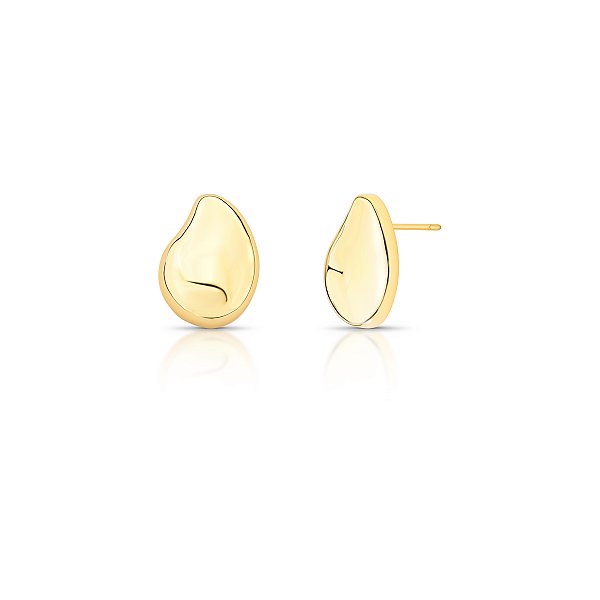 BRINCO MEDIO GOTA OVAL ABAULADO BANHADO A OURO