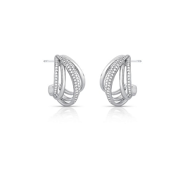 BRINCO MEDIO ZIRCONIA 5 COLUNA INTERCALADO BANHADO A RODIO