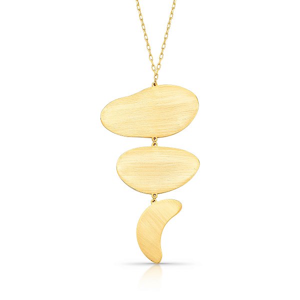 COLAR 3 OVAL ORGANICO CURVO PENDULO BANHADO A OURO - TAM 70