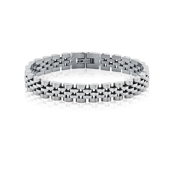PULSEIRA COM PLACAS LISAS EM AÇO - TAM 21