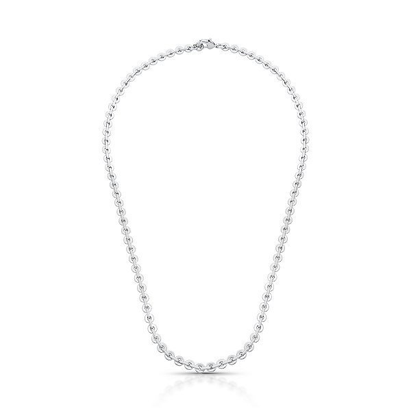 COLAR INTERCALADO COM ELOS REDONDOS LISOS BANHADO A RODIO - TAM 45