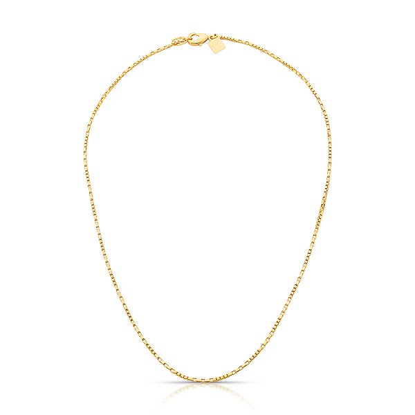 COLAR INTERCALADO COM ELOS QUADRADOS E VAZADOS BANHADO A OURO - TAM 45