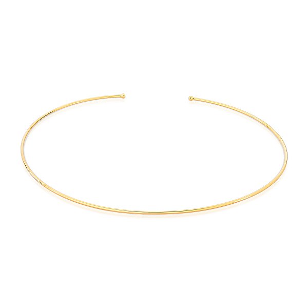 COLAR ARO LISO REDONDO BOLINHA BANHADO A OURO - TAM 30