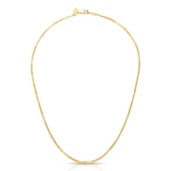 COLAR INTERCALADO TRABALHADO E LISO BANHADO A OURO - TAM 45