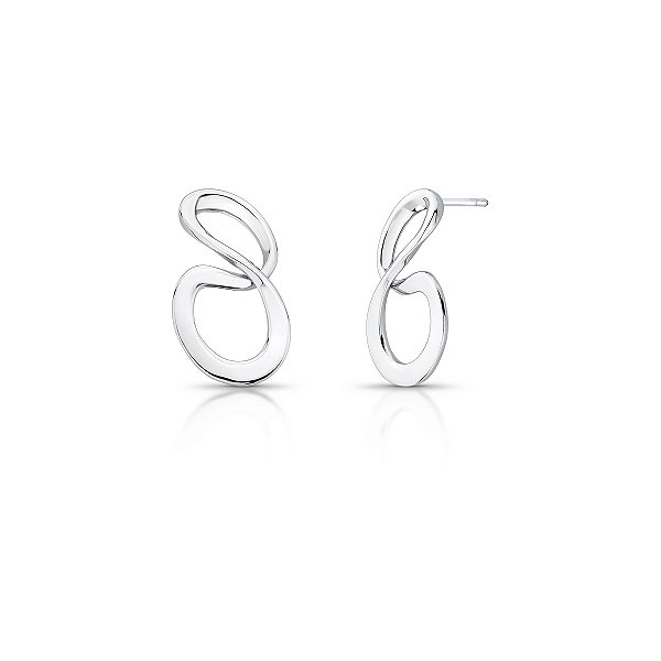 BRINCO MEDIO LISO CURVO TRANCADO VAZADO BANHADO A RODIO