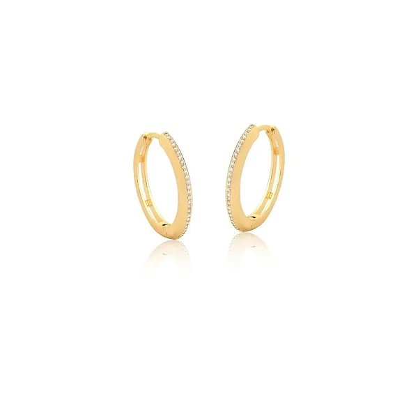 BRINCO ARGOLA UMA FILEIRA COM ZIRCÔNIAS BRANCAS BANHADO A OURO