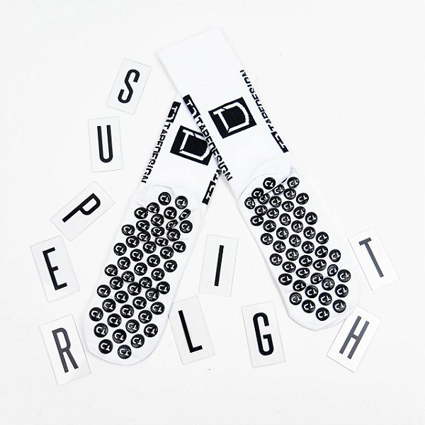 Meia Superlight Branca Tapedesign Antiderrapante Futebol High Grip