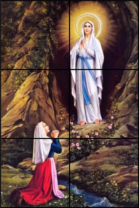 Painel Mosaico Católico Nossa Senhora de Lourdes 40x60cm arte Sacra - 100% Azulejo Personalizado para Casas Capelas Igrejas Templos