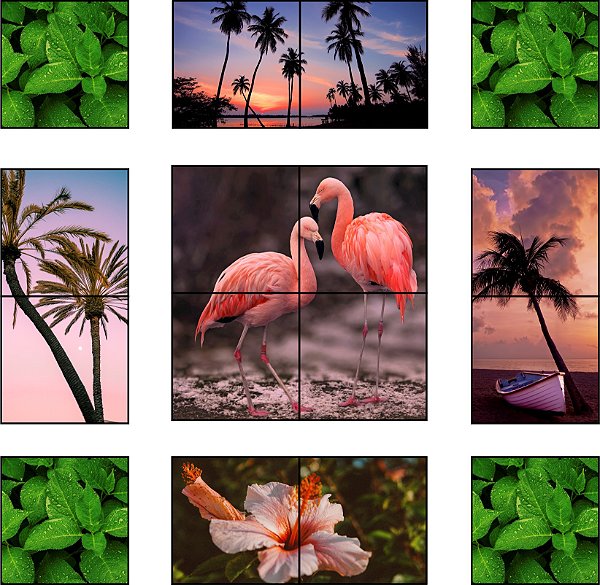 MOSAICO TROPICAL FLAMINGOS 16 PÇS