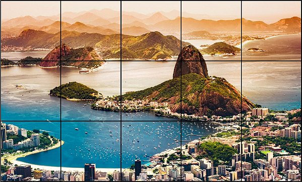 Painel Mosaico Pão de Açúcar Cidade Rio de Janeiro Paisagem Carioca 100x60cm  100% Azulejo Personalizado para Casas varandas Cozinha Recepção Restaurantes Áreas Gourmets