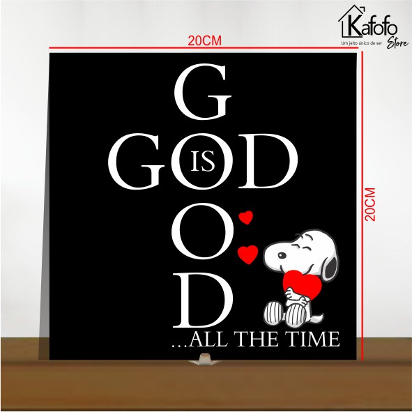 Azulejo decorativo God is good - quadrinho gospel em azulejo