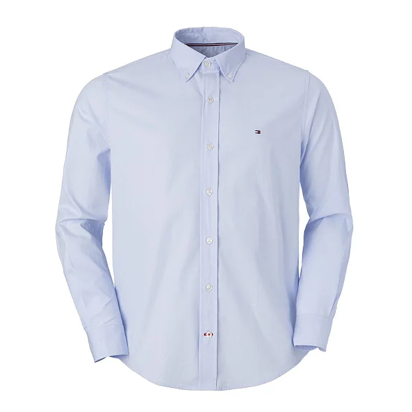 Camisa Tommy Hilfiger Masculina Oxford Regular Fit Azul Claro