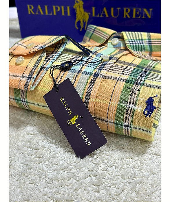 Camisa Manga longa Ralph Lauren Masculina Custom fit Xadrex Americano