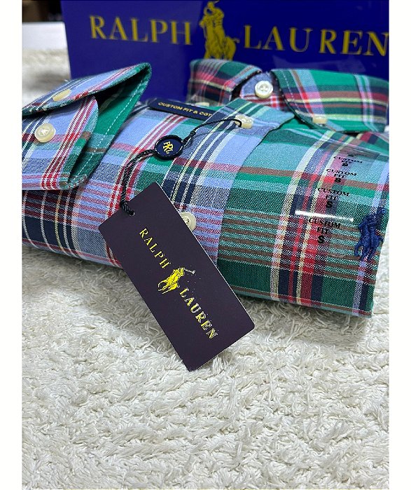 Camisa Ralph Lauren Masculina Custom fit Manga Longa Oxford