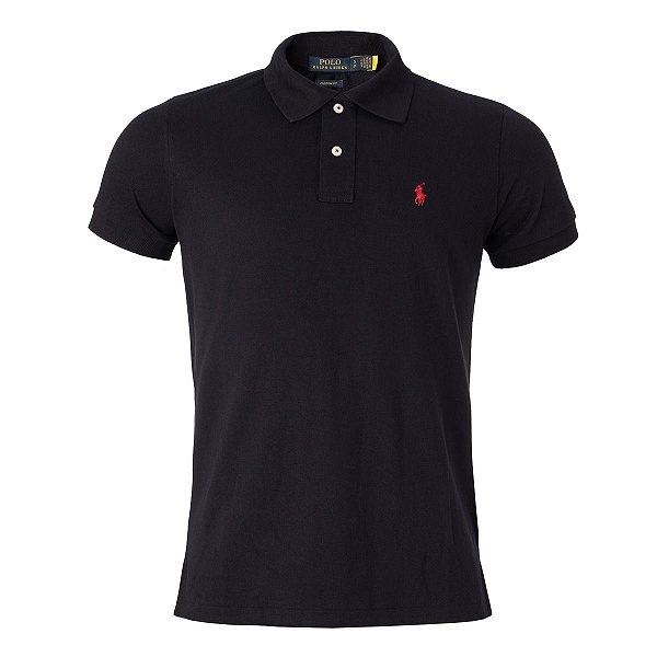 Camisa Polo Ralph Lauren Custom Fit Preta