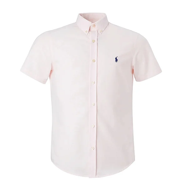 Camisa Ralph Lauren Masculina Manga curta Oxford Rosa