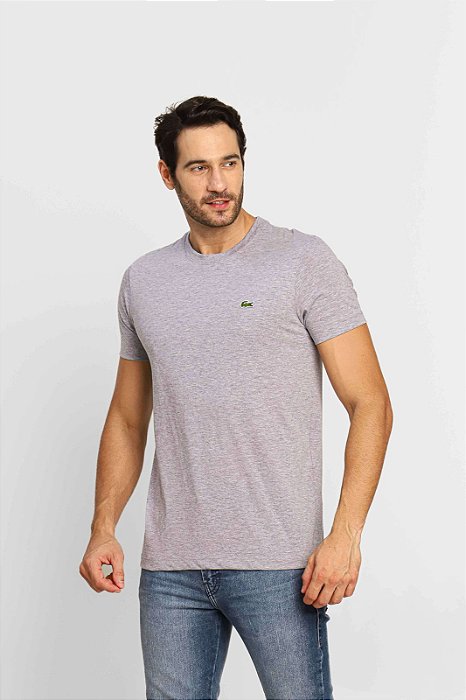 Camiseta Lacoste Masculina  PIMA -  CINZA/Mescla