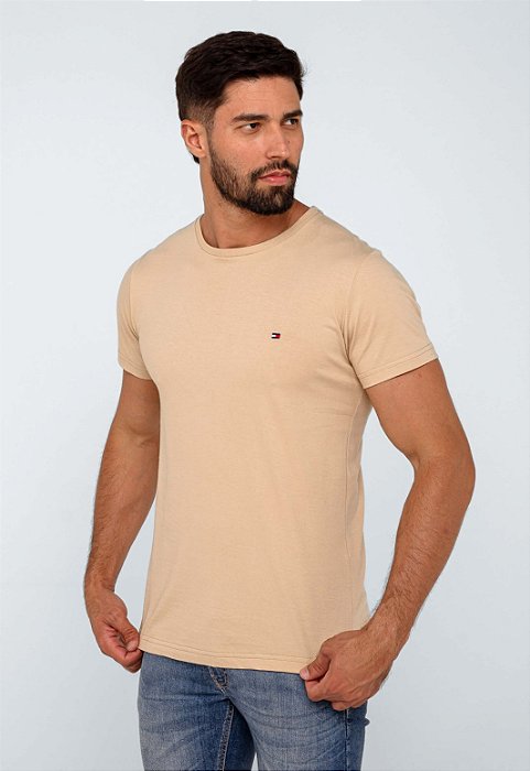 Camiseta Tommy Hilfiger Masculina Essential Cotton Cor bege