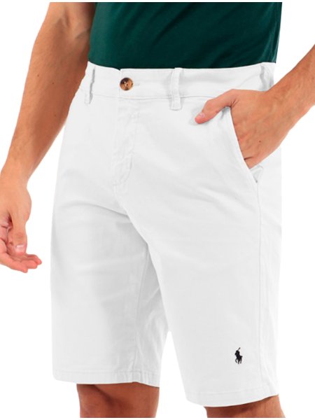 Bermuda Ralph Lauren Masculina Sarja Stretch Cor Branca