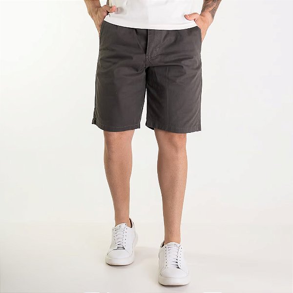 Bermuda de Sarja Masculina Tommy Hilfiger Strech Cor Chumbo
