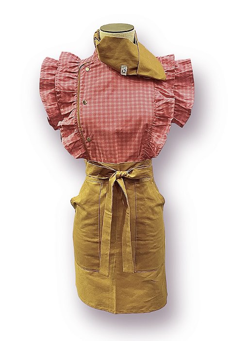 Conj Toffee Babado Xadrez Pink