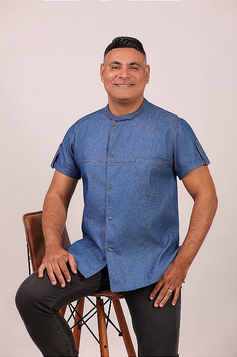 Dólmã Masc Militar Jeans