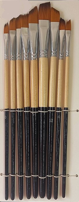 Conjunto de 09 pincéis tamanhos diversos cerdas macias